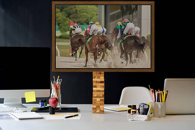 competitive horse racing in heavy sandstorm. by Photoerngo