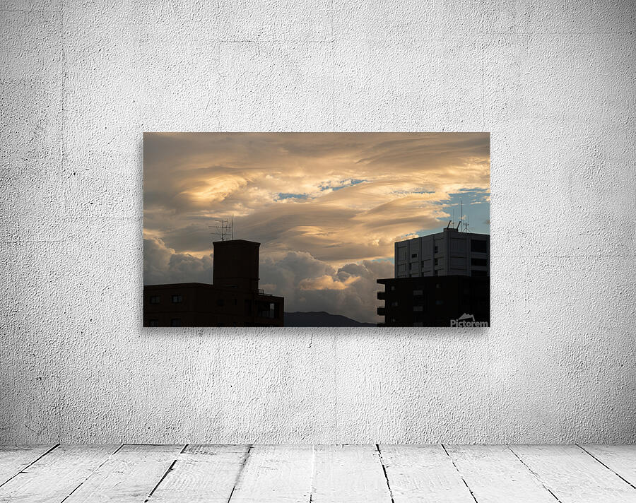 Japan skyline with cloud waves Wall Preview