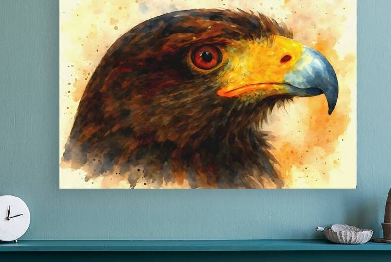 majestic eagle portrait watercolor aubrac france by M ALK