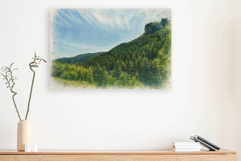 cevennes mountain forest landscape watercolor by M ALK