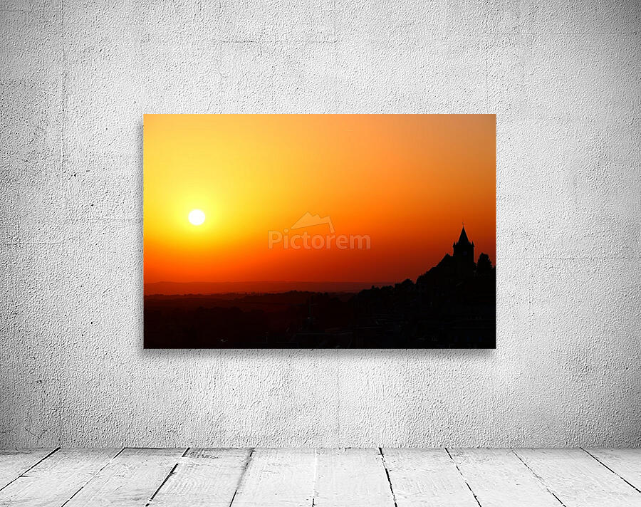 sunset castle silhouette dramatic landscape Wall Preview