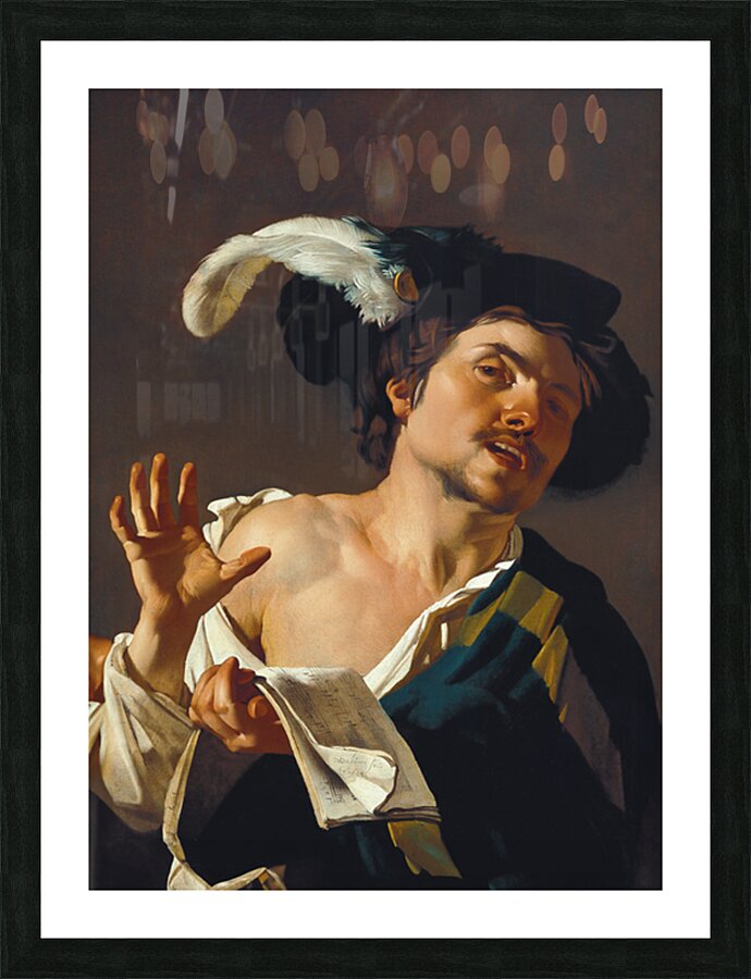Young Man Singing Picture Frame print