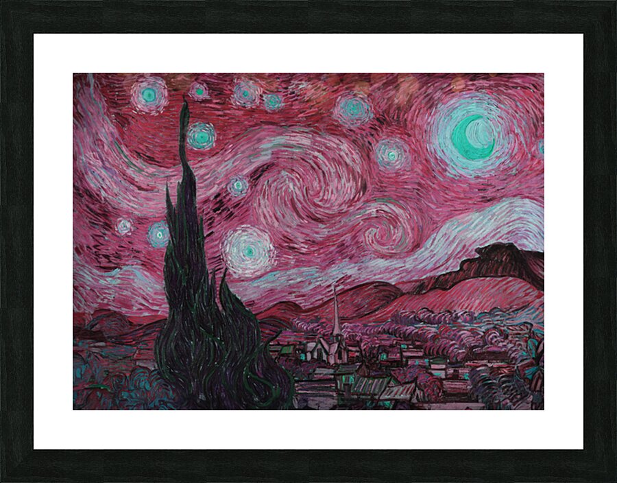 pink starry night Picture Frame print
