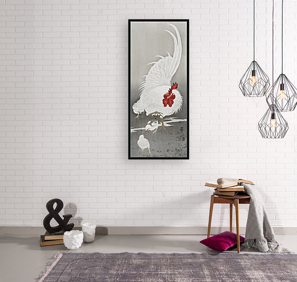 Rooster and three chicks Reproduction