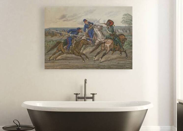 Equestrian battle between Cossacks and French by Carl Adolph Heinrich by Tony Tudor