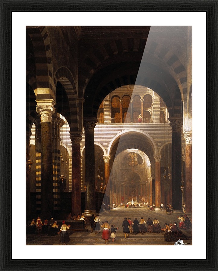 Figures inside praying place Picture Frame print