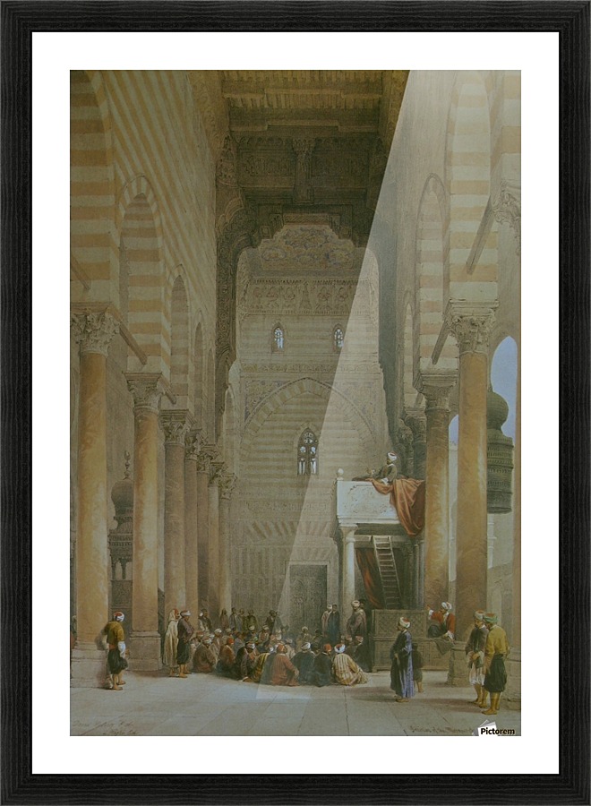 Oriental figures inside a mosque Picture Frame print