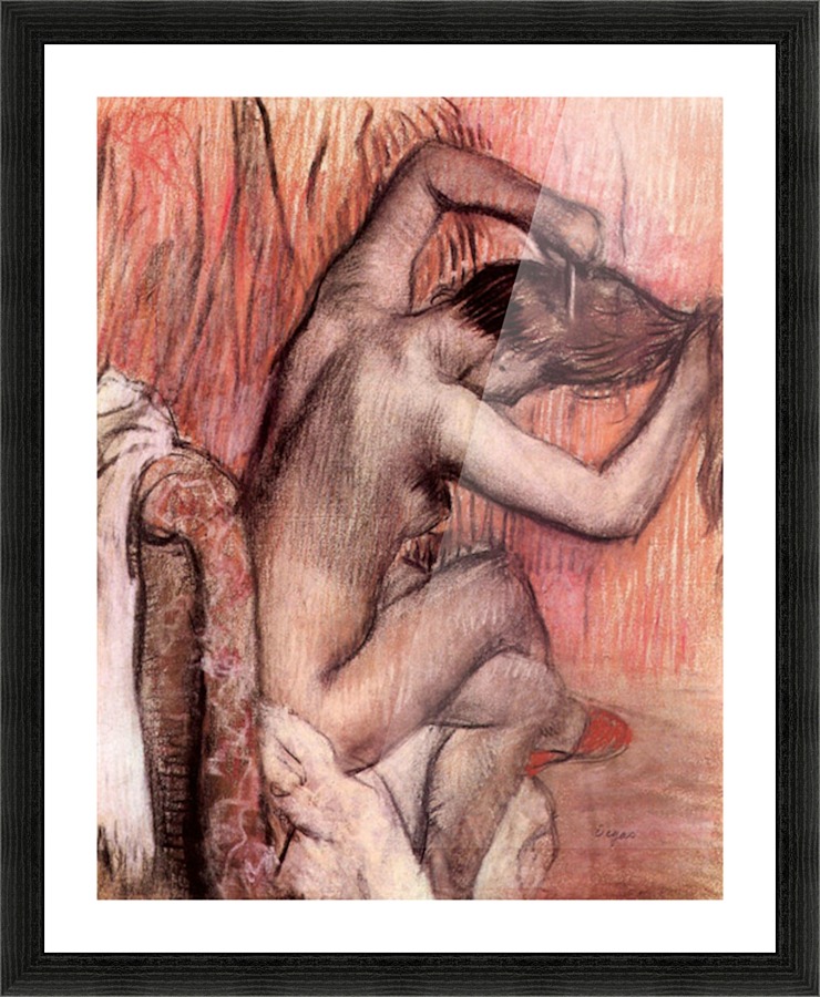 Sitting and brushing Picture Frame print