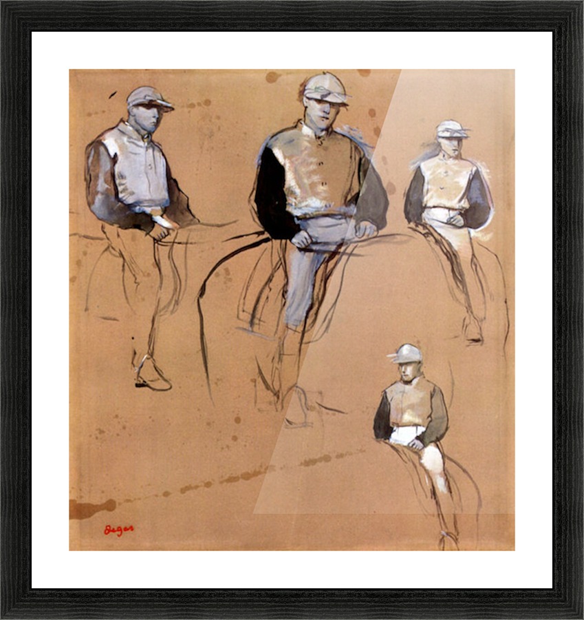 Study with four jockeys Picture Frame print