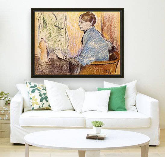 Mme Henri Rouart before a statue by Degas