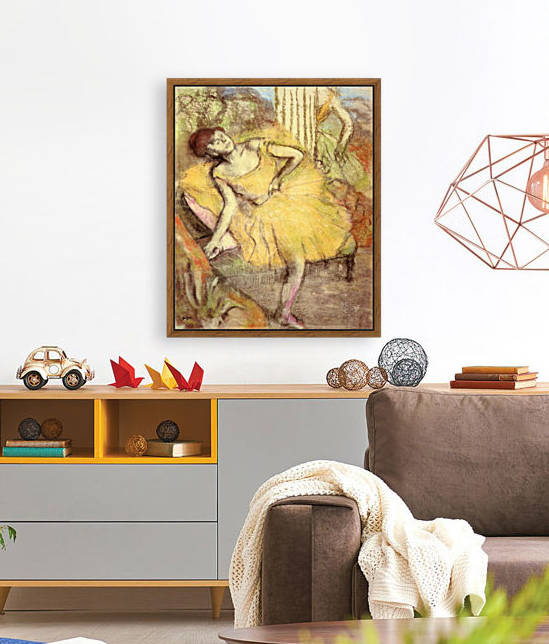 Sitting dancer with the right leg up by Degas
