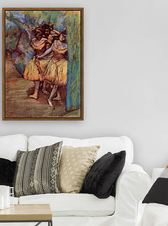 Three dancers behind the scenes by Degas
