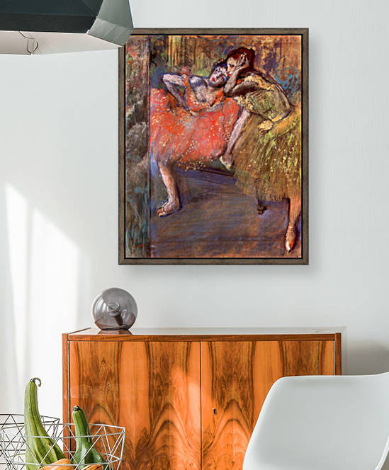 Two dancers behind the scenes by Degas
