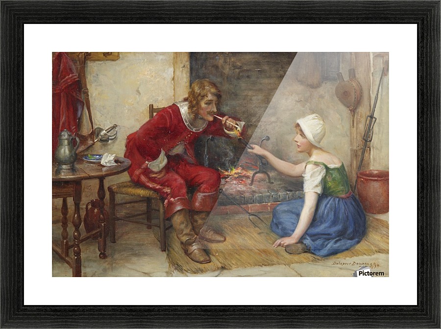 Lighting a cigarette Picture Frame print