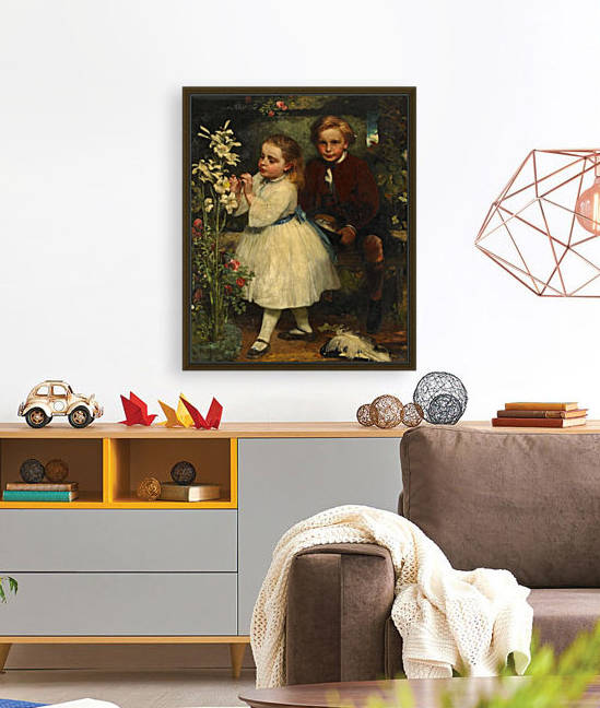 Two children and a white flower by Delapoer Downing