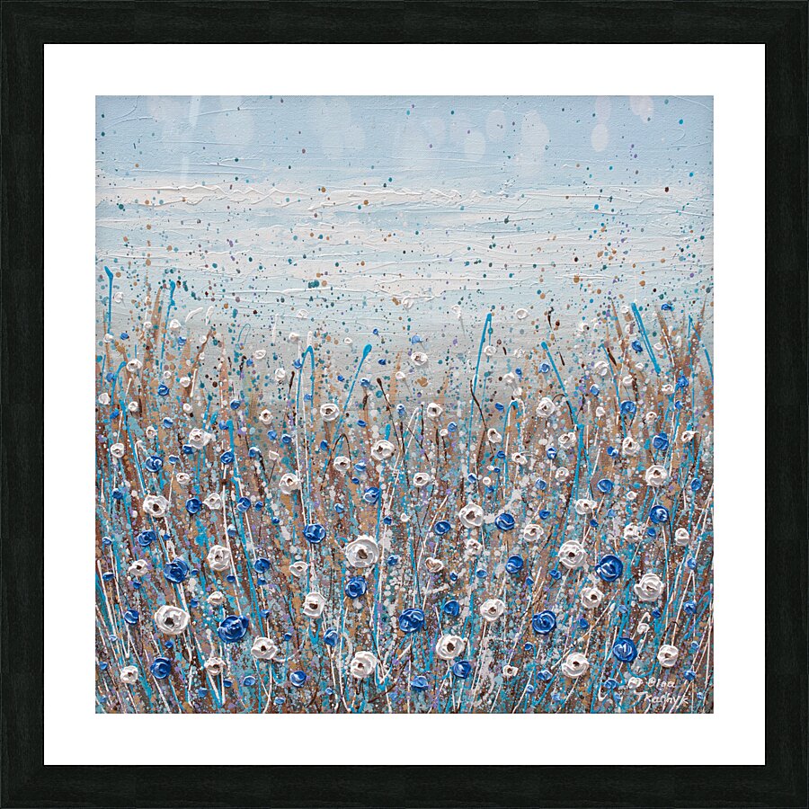 blue and white flowers  Picture Frame print