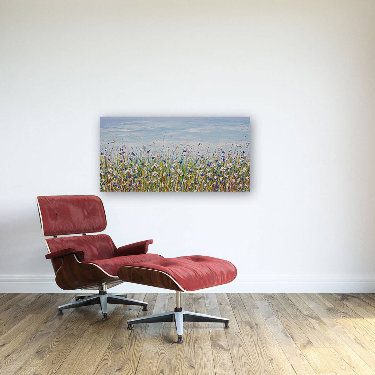 Cornflower Daisy Field  Reproduction