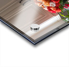 Bouquet of beautiful roses on the marble table in a kitchen Acrylic print