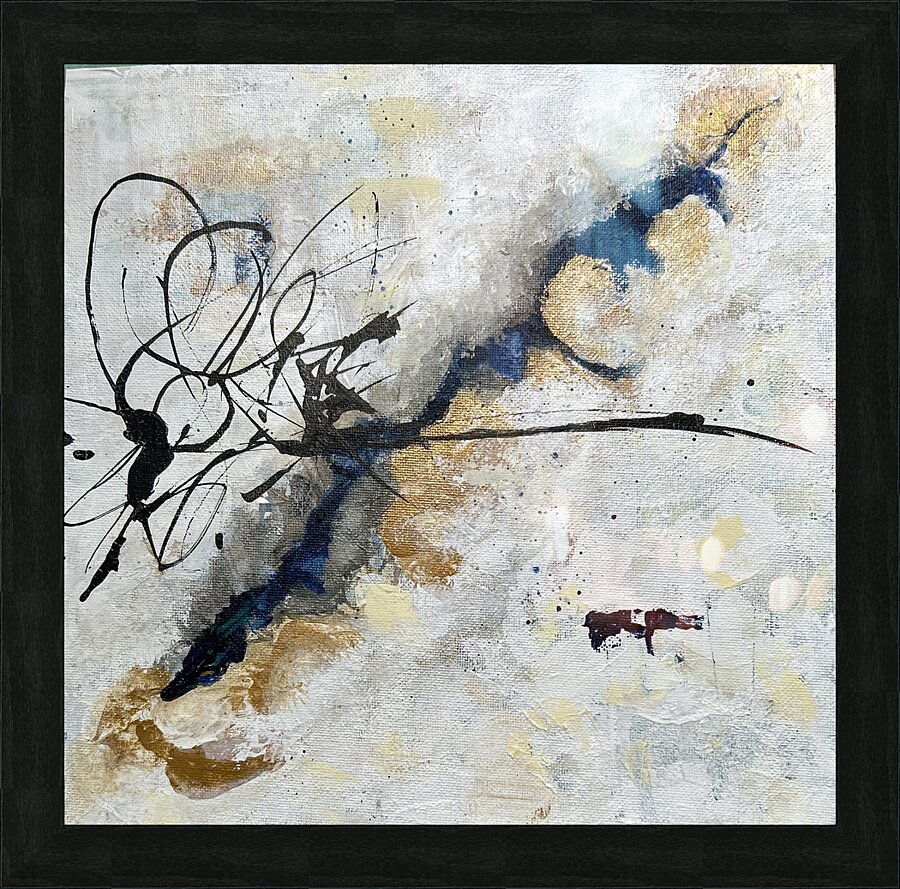 Blue Gold abstract Picture Frame print