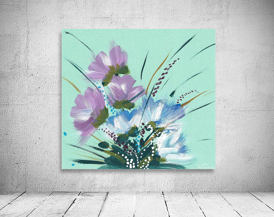 mint floral Wall Preview