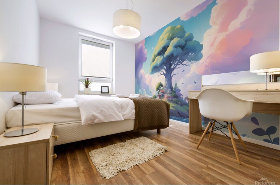 Floating Island of Peace: A Serene Escape for the Mind Mural print
