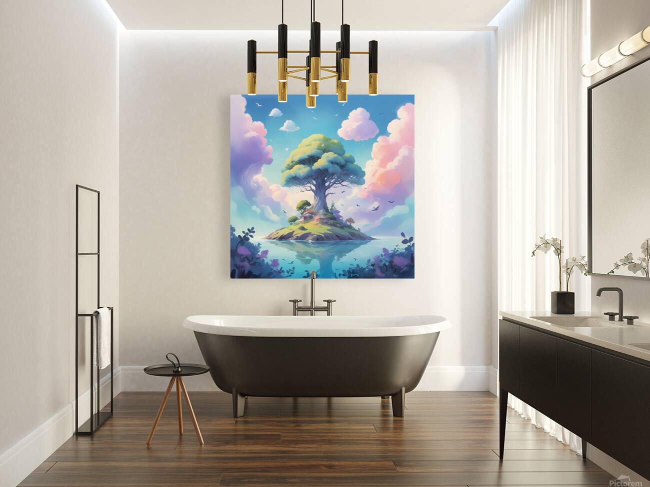 Floating Island of Peace: A Serene Escape for the Mind Reproduction