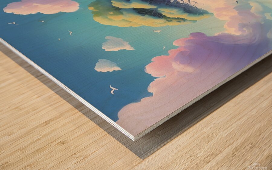 Floating Island of Peace: A Serene Escape for the Mind Wood print