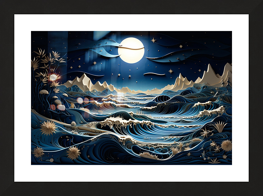 Lunar Waves Picture Frame print