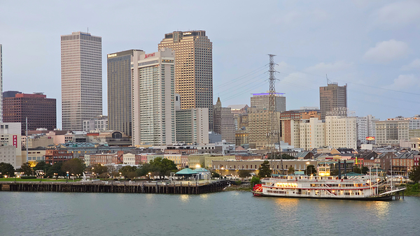 New Orleans Cityscape   Where Skyscrapers Meet Sassy Steamboats Digital Download