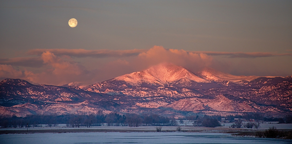 Panorama Scenic Landscape Rocky Mountain Moon Set View  Digital Download