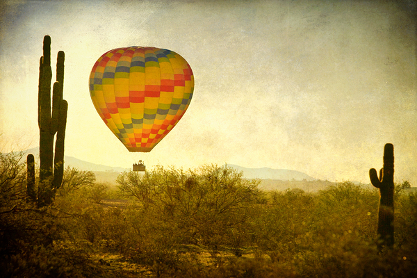 Hot Air Balloon Flight over the Southwest Desert Fine Art Print  Digital Download