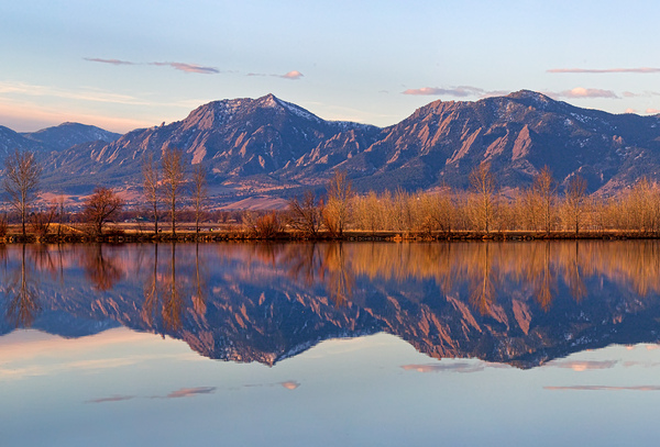 Flatirons Sunrise Reflections Light Panorama Boulder Colorado  Digital Download