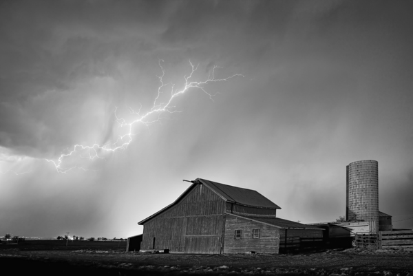 Watching The Storm From The Farm BW Digital Download