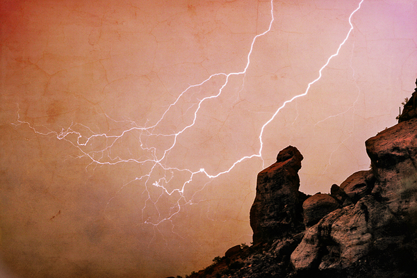 Praying Monk Camelback Mountain Lightning Monsoon Storm Digital Download