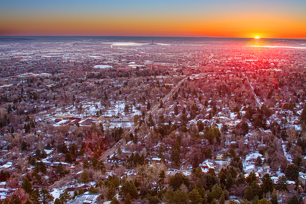 Winter Morning Sunrise Over Boulder Colorado University Digital Download