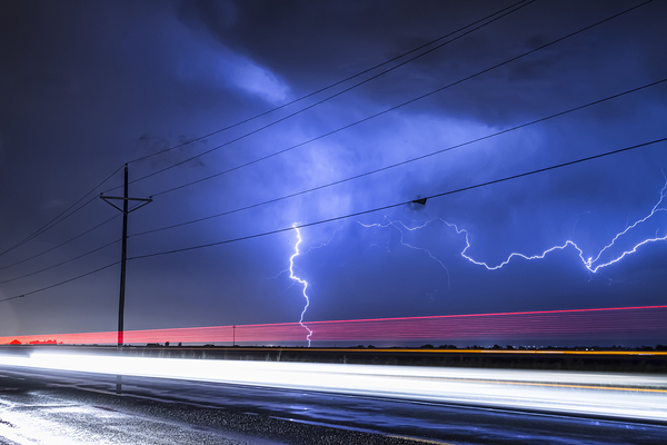 Lightning Storm Energy Over Open Highway Digital Download