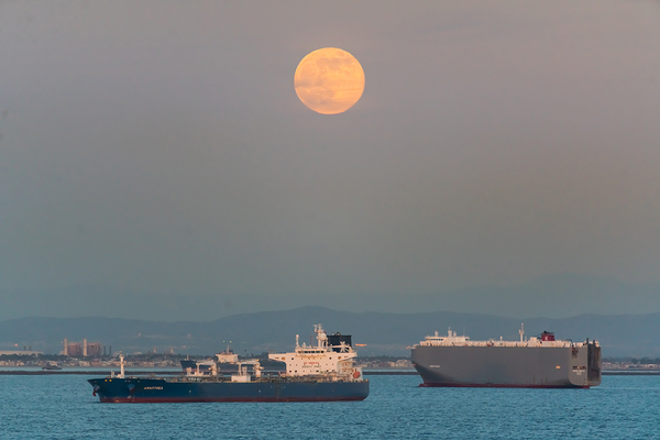 Full Moon Over the Port of Los Angeles Harbor Digital Download