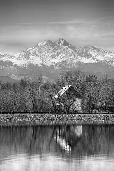 St Vrain Ponds Longs Peak View In Black and White Digital Download