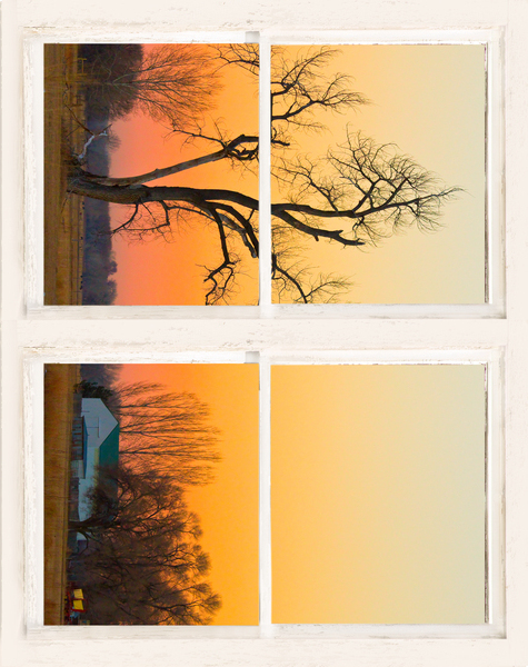 Winter Season Country Sunet White Window View Digital Download