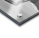 Oil Well Pumpjack Red Barn and Longs Peak BW Impression Acrylique