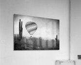 Hot Air Balloon Flight over Southwest Desert BW Fine Art Print   Acrylic Print