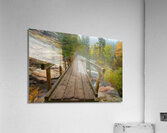Rustic Wood Hiking Bridge Crossing Impression acrylique