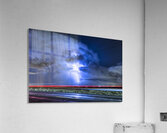 Electric Storm Lightning Burst in Night Sky Impression acrylique