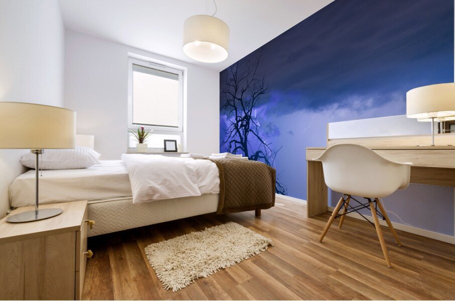 Lightning Tree Silhouette 38 Mural print