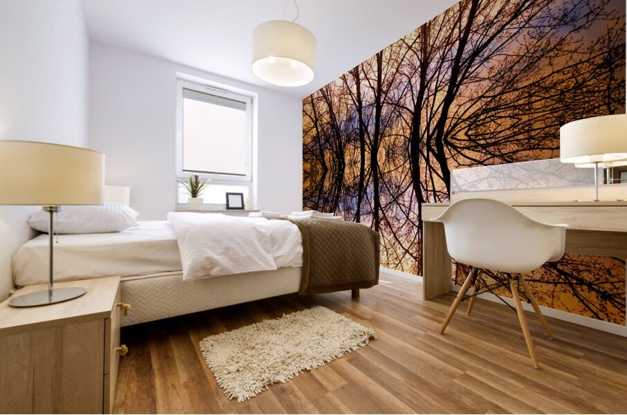 Sunset Tree Silhouette Abstract 1 Mural print