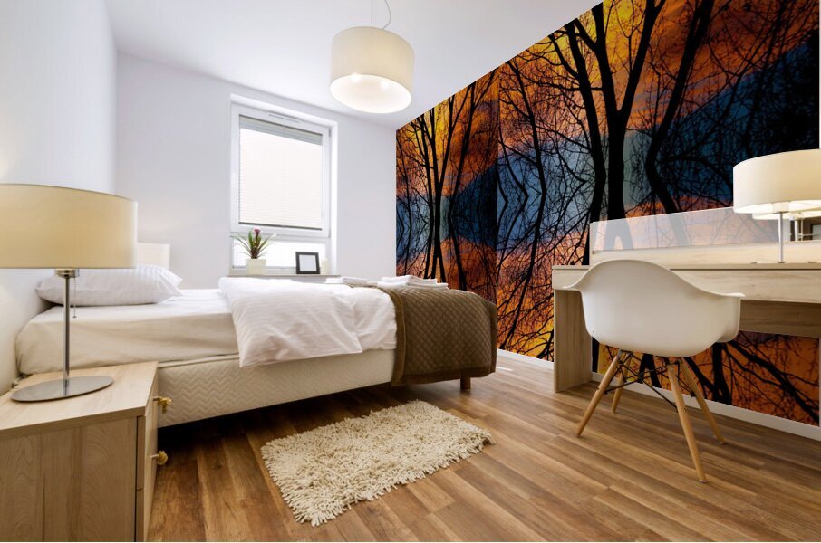 Sunset Tree Silhouette Abstract 4 1 Mural print