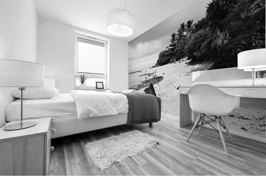 Moalboal Cebu White Sand Beach in Black and White Mural print