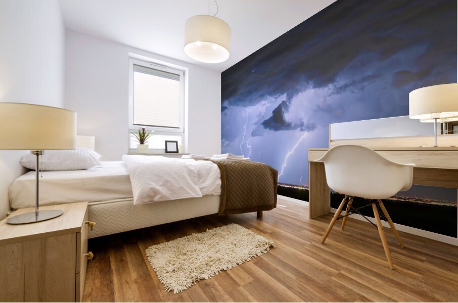 Thunderstorm and Lightning Striking Firestone Colorado 1 Mural print