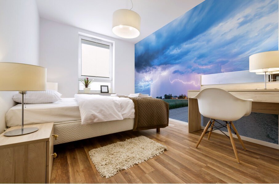 Chasing Fracking Lightning Storms Mural print