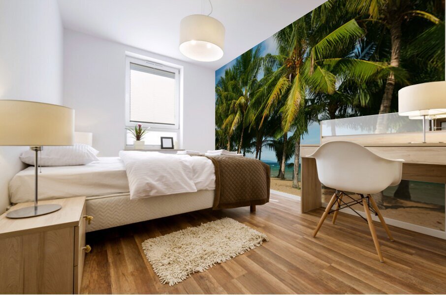 Stunning Palm Trees Swaying on the Shores of Negros Oriental Impression murale